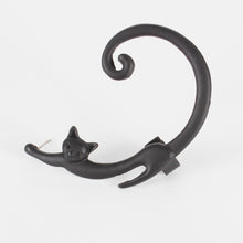 Load image into Gallery viewer, Single Piece Punk Style Cat Post Earring with Ear Cuff Rock Animal Black Stud Earring
