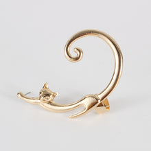 Load image into Gallery viewer, Single Piece Punk Style Cat Post Earring with Ear Cuff Rock Animal Black Stud Earring
