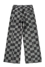 Load image into Gallery viewer, Dark Grey Checkered Denim Wide Leg Jeans
