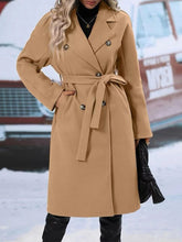 Load image into Gallery viewer, Lapel Double-breasted Trench Coat With Belt Winter Fashion Solid Color Long Jacket Outwear Women Clothing
