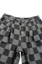 Load image into Gallery viewer, Dark Grey Checkered Denim Wide Leg Jeans
