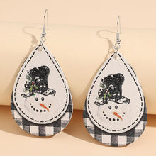 Load image into Gallery viewer, Snowman PU Leather Dangle Earrings
