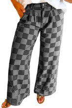 Load image into Gallery viewer, Dark Grey Checkered Denim Wide Leg Jeans
