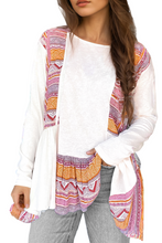 Load image into Gallery viewer, White Western Aztec Print Patchwork Ruffled Tunic Long Sleeve Babydoll Top
