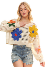 Load image into Gallery viewer, ADORA Floral Patch Sweater Crop Top
