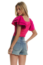 Load image into Gallery viewer, ADORA Layered Ruffled Sleeve Ribbed Top

