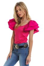 Load image into Gallery viewer, ADORA Layered Ruffled Sleeve Ribbed Top
