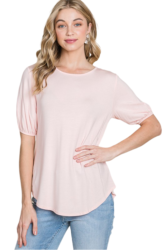 BOMBOM Round Neck Puff Sleeve T-Shirt