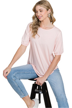 Load image into Gallery viewer, BOMBOM Round Neck Puff Sleeve T-Shirt
