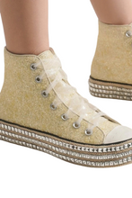 Load image into Gallery viewer, Beast Fashion Glitter Lace-Up Studded Platform Sneakers
