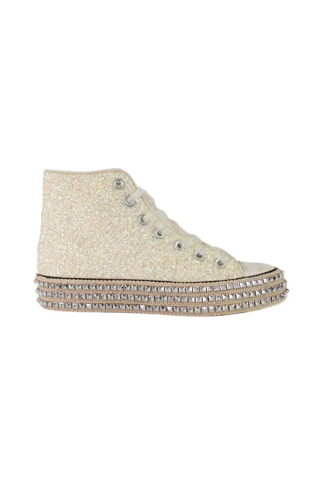 Beast Fashion Glitter Lace-Up Studded Platform Sneakers