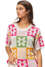 Load image into Gallery viewer, BiBi Flower Checker Pattern Lightweight Sweater Top
