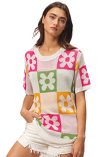 Load image into Gallery viewer, BiBi Flower Checker Pattern Lightweight Sweater Top

