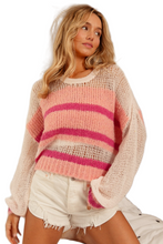 Load image into Gallery viewer, BiBi Hollow Out Yoke Detail Striped Sweater
