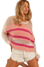 Load image into Gallery viewer, BiBi Hollow Out Yoke Detail Striped Sweater
