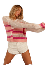 Load image into Gallery viewer, BiBi Hollow Out Yoke Detail Striped Sweater

