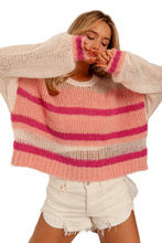 Load image into Gallery viewer, BiBi Hollow Out Yoke Detail Striped Sweater
