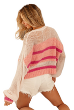 Load image into Gallery viewer, BiBi Hollow Out Yoke Detail Striped Sweater
