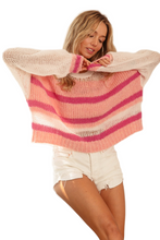 Load image into Gallery viewer, BiBi Hollow Out Yoke Detail Striped Sweater
