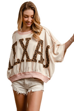 Load image into Gallery viewer, BiBi Leopard Print Texas Patchwork Overlock Stitch Top
