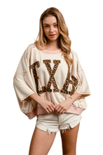 Load image into Gallery viewer, BiBi Leopard Print Texas Patchwork Overlock Stitch Top
