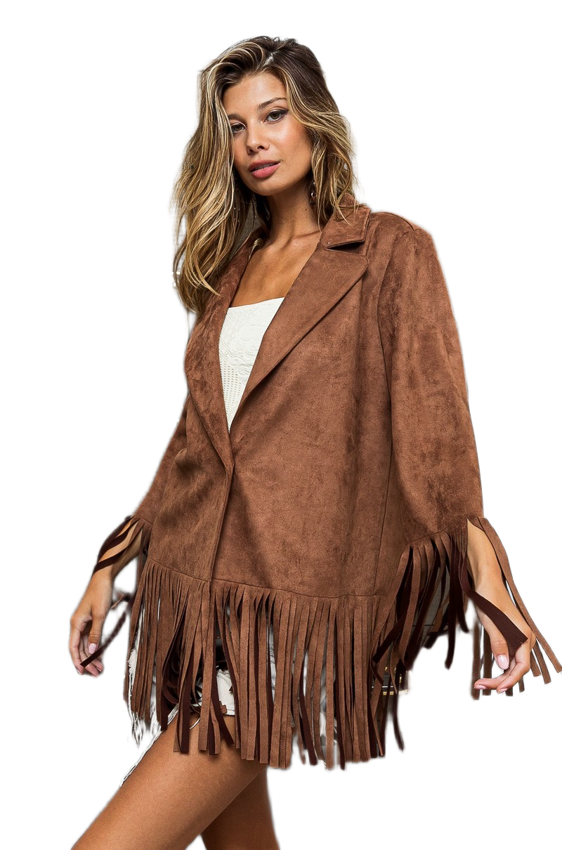 BiBi Single Blazer with Fringed Hem