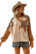 Load image into Gallery viewer, BiBi Star Patchwork Mixed Long Sleeve Top
