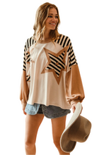 Load image into Gallery viewer, BiBi Star Patchwork Mixed Long Sleeve Top
