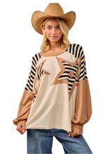 Load image into Gallery viewer, BiBi Star Patchwork Mixed Long Sleeve Top
