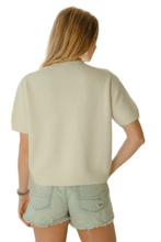 Load image into Gallery viewer, BiBi Teddy Bear With Bow Patched Sweater Button Down Top
