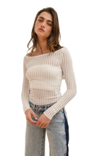 Load image into Gallery viewer, BiBi Textured Sheer Boat Neck Top
