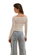 Load image into Gallery viewer, BiBi Textured Sheer Boat Neck Top

