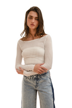 Load image into Gallery viewer, BiBi Textured Sheer Boat Neck Top
