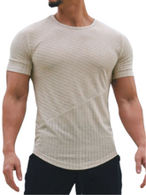 Load image into Gallery viewer, Men&#39;s Round Neck Short Sleeve Striped T-Shirt
