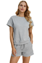 Load image into Gallery viewer, Double Take Full Size Texture Short Sleeve Top and Shorts Set

