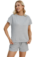 Load image into Gallery viewer, Double Take Full Size Texture Short Sleeve Top and Shorts Set
