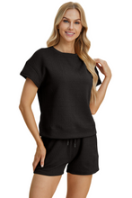 Load image into Gallery viewer, Double Take Full Size Texture Short Sleeve Top and Shorts Set
