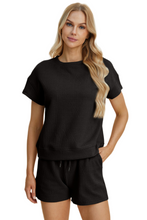 Load image into Gallery viewer, Double Take Full Size Texture Short Sleeve Top and Shorts Set
