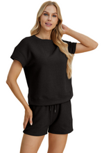 Load image into Gallery viewer, Double Take Full Size Texture Short Sleeve Top and Shorts Set
