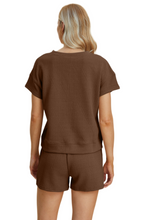 Load image into Gallery viewer, Double Take Full Size Texture Short Sleeve Top and Shorts Set
