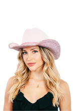 Load image into Gallery viewer, Fame Pave Rhinestone Trim Faux Suede Hat
