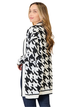Load image into Gallery viewer, Mandy Woven Right Houndstooth Open Front Longline Cardigan
