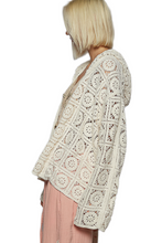 Load image into Gallery viewer, POL Lace Crochet Open Front Hooded Cardigan
