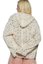 Load image into Gallery viewer, POL Lace Crochet Open Front Hooded Cardigan
