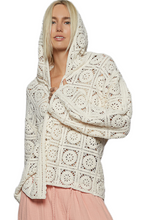 Load image into Gallery viewer, POL Lace Crochet Open Front Hooded Cardigan
