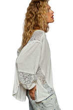 Load image into Gallery viewer, POL V-Neck Long Sleeve T-Shirt with Lace Detail
