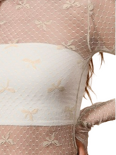 Load image into Gallery viewer, SO ME Bow Ribbon Pattern Sheer Lace Top
