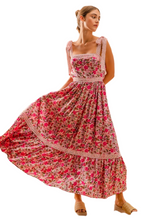 Load image into Gallery viewer, SO ME Floral Maxi Dress With Ribbon Tie Lace Strap
