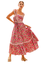 Load image into Gallery viewer, SO ME Floral Maxi Dress With Ribbon Tie Lace Strap
