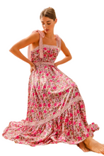 Load image into Gallery viewer, SO ME Floral Maxi Dress With Ribbon Tie Lace Strap
